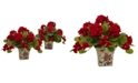 Nearly Natural 2-Pc. 11" Geranium Flowering Artificial Plant Set in Floral Planters